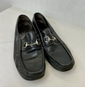 Gucci Made in Italy Horsebit Black Leather Loafers Men’s Size 12 D (015938) - Picture 1 of 16