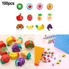 100Pcs Mini Fake Fruits Erasers Rubbers Kids School Party Bag Filler Toy Novelty
