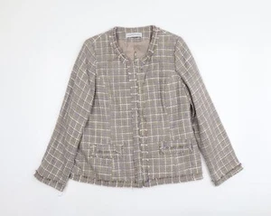 Wardrobe Womens Beige Geometric Jacket Size 14 Zip - Picture 1 of 10