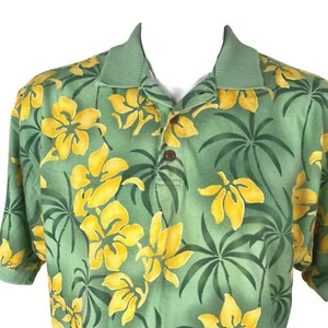 Tommy Bahama Hawaiian Shirt Large Knit Camp Pullover Tropical Flowers - Picture 1 of 6