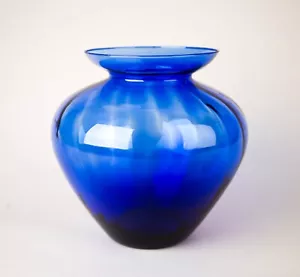 Vintage große Vase kobaltblau Optik mundgeblasenes Glas - Bild 1 von 5