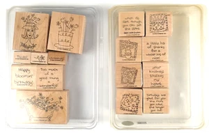 Stampin' Up! La-Dee-Da and Quick & Cute Rubber Stamps Lot of 2 Girl Flowers R594 - Picture 1 of 4