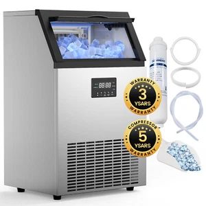 Ice Maker, Commercial Ice Machine,150Lbs/Day, Stainless Steel Ice Machine - Picture 1 of 10