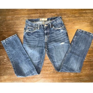 Levis 502 Regular Taper Jeans Distressed Denim Blue Jeans Mens Size 28x29 - Picture 1 of 9