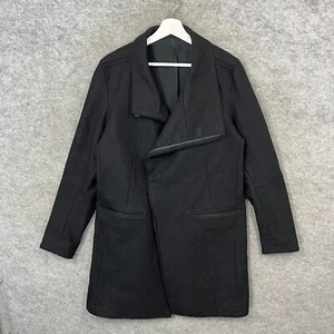 Chaqueta AllSaints Para Hombre Reino Unido 36 Negro Sylvan Abrigo Lana Abrigo Tela Italiana Largo - Imagen 1 de 14