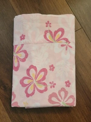 Pottery Barn Kids Bright Pink Floral TWIN Flat Sheet  - Image 1 of 4