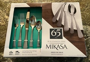 New Mikasa 5251710 Satin Kinsley 65-Piece 18/10 Stainless Steel Flatware Set - Picture 1 of 7