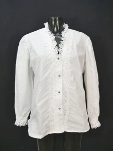 Gr.48 Trachtenbluse weiß Bluse für Dirndl Baumwollmischung Spitze TB9399 - Bild 1 von 4