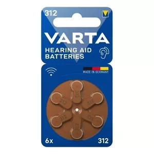 6 baterías para audífonos Varta Size 312 Pr41 1.45v zinc exp 2028 - Imagen 1 de 5
