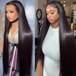 Straight Lace Front Wig HD Transparent Lace Human Hair 5x5 Closure Glueless Wigs - Picture 1 of 12