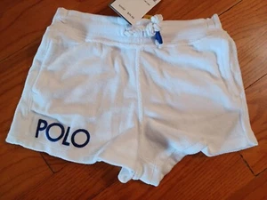 New Polo Ralph Lauren Little Girls Logo Terry Shorts White Size 4T - Picture 1 of 2