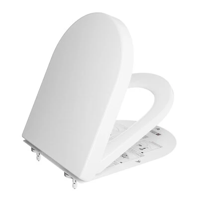 Toilettendeckel D-Form WC Deckel mit Absenkautomatik Toilettenbrille Klobrille  - Immagine 1 di 4