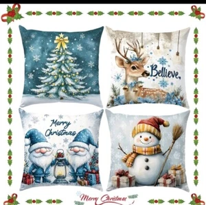 Set Of 4 Beautiful Classic Christmas Throw Pillow Covers - Picture 1 of 7