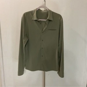 Lululemon Olive Button Down Long Sleeve Shirt Size L - Picture 1 of 11
