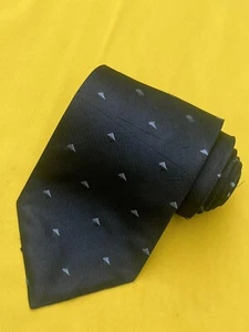 Authentic ARMANI COLLEZIONI Striped Plaid Design On Navy Blue Silk Necktie Tie - Picture 1 of 14