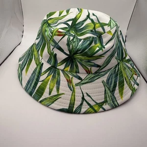 Palmblatt Fischerhut grün weiß breite Krempe Sonnenhut Strand Reise Resortwear - Bild 1 von 8