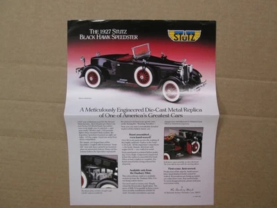 Danbury Mint Brochure 1927 Stutz Black Hawk Speedster - Image 1 of 2