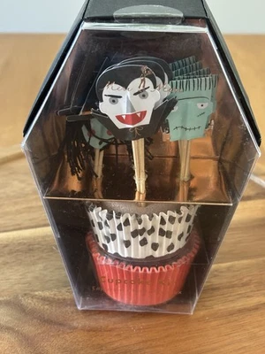 Meri Meri Halloween Cupcake Kit 24 Liners Toppers Witch Dracula Frankenstein NIB - Image 1 of 4