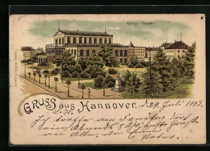 Lithographie Hannover, Königliches Theater 1903  - Picture 1 of 2