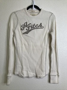 Vintage Abercrombie & Fitch Shirt Mens S Cream Muscle Waffle Knit Thermal Y2K - Picture 1 of 3