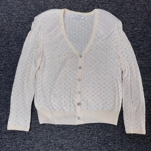 Vintage St. John Evening Strick Marie grau Cardigan Pullover-Damen Größe 8 cremefarben - Bild 1 von 6