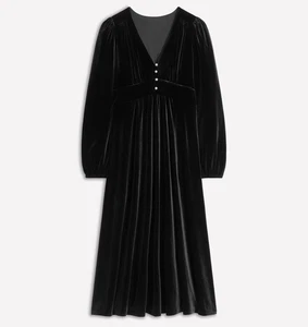 Boden NWT Jocelyn Velvet Tea Size 6 Black Long Sleeve Party Dress Holiday - Picture 1 of 17