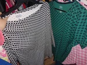 Lote 2 1x Croft & Barrow 100% Algodón Tops Clásico Camiseta Mezcla Patrón Diamante Ex 2x - Imagen 1 de 3