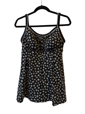 It Figures Babydoll vestido de natação feminino 16W sutiã embutido clássico lisonjeiro modesto - Imagem 1 de 4