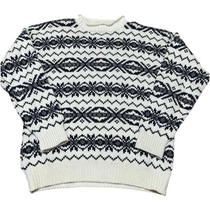 Vintage 90s Gap Ski Nordic Fair Isle Cotton Knit Sweater Ruderer Rolled Neck M - Bild 1 von 5