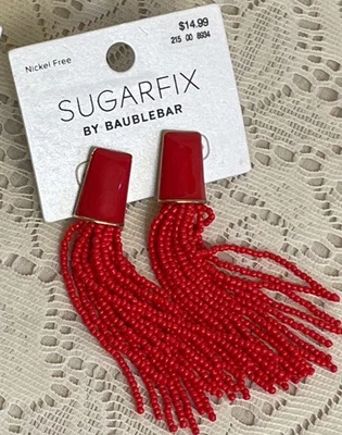 Sugarfix By Baublebar Red Beaded Tassel Earrings - Nickle Free - Image 1 of 3