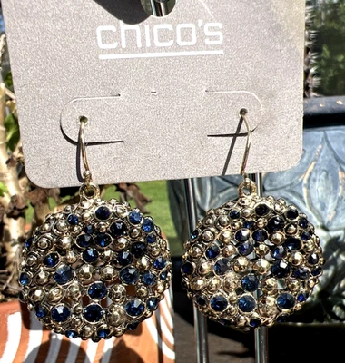 Preciosos pendientes de zafiro sintético dorado y azul de Chico's - nuevos con etiquetas Foto 1 de 4