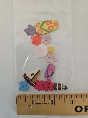 14X Just Another Button Company BEACH Polymer Clay Buttons for Cross-Stitch - Image 1 of 3