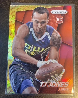 2014 Panini Prizm TJ Jones #213 Red Gold Logo Lions ROOKIE - Image 1 of 2
