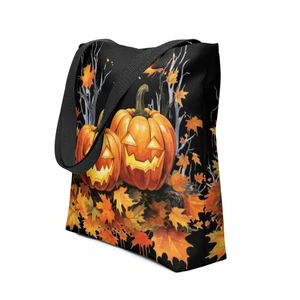 Halloween Jack-o'-lantern Black Tote Bag  - Picture 1 of 1