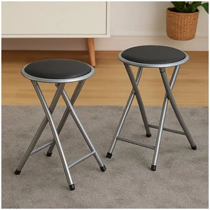 Faltbarer Hocker mit Metallgestell und Kunstleder Sitzhöhe 45 cm klappbar Gepols - Bild 1 von 2
