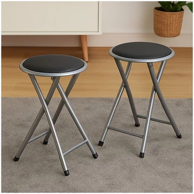 Faltbarer Hocker mit Metallgestell und Kunstleder Sitzhöhe 45 cm klappbar Gepols - Bild 1 von 2