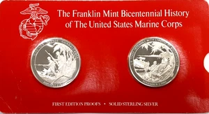 Franklin Mint Silver Rounds History of US Marines Guadalcanal & Bougainville - Picture 1 of 2