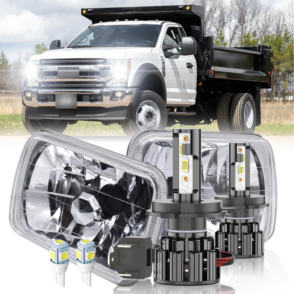 Par de faros LED cuadrados DRL de 7X6" para camión volquete Ford F600 F700 F800 FT800 Foto 1 de 4