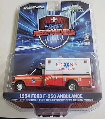 Greenlight 1:64 1994 Ford F-350 Ambulance FDNY Hobby Exclusive Fire Departmen NY - Image 1 of 4