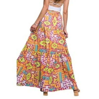 Flying Tomato Will Not Be Forgotten Woven Tiered Maxi Skirt Size Small Aztec - Image 1 of 4