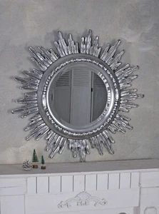 Barockspiegel XXL Sonnenspiegel Silber Spiegel Sonne Antik Wandspiegel 80cm - Bild 1 von 4