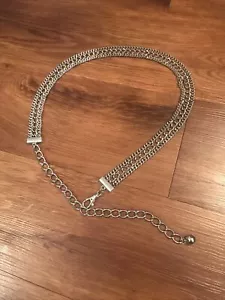 Woman’s Silver Metal Chain Fashon Belt Adjustable One Size OSFM Link Trendy - Picture 1 of 12