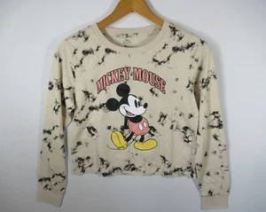 NEW Disney Mickey Mouse Cropped T Shirt Women Small Tie Dye Long Sleeve - Picture 1 of 5