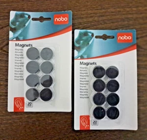 16 (2x8) NUEVOS NOBO CALIDAD 20mm IMANES NEGROS PARA NEVERA PIZARRA 1901440 - Imagen 1 de 3