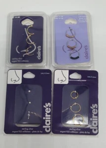 Lot of 4 Sets Claire's Nose Stud, Ring Jewelry Sterling Silver & Stainless Steel - Picture 1 of 6