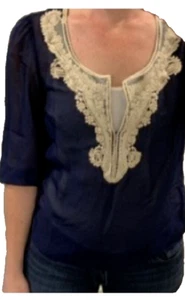 Anthropologie Fei 100 % Seide Bauernspitze transparente Bluse Größe Small Veranstaltung Reise - Bild 1 von 6