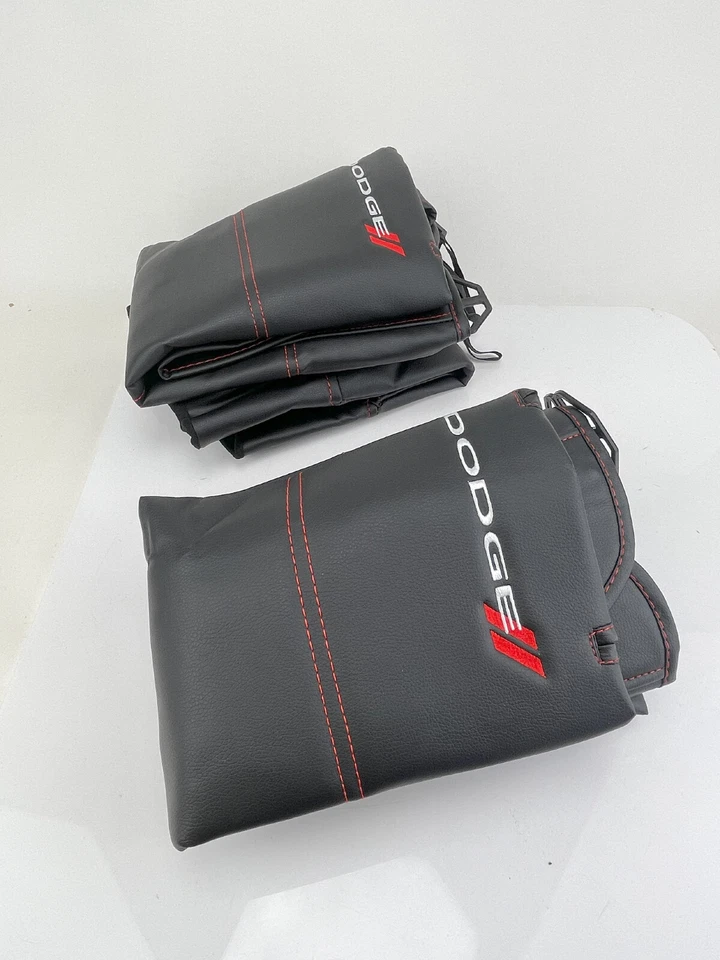 New Dodge Licensed  Leatherette Seat Cover 4 Attitude Charger Avenger Caliber Foto 1 de 4