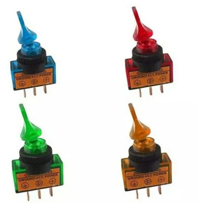 interruttore deviatore ON - OFF a levetta 12v illuminato a led varie colorazioni - Immagine 1 di 2