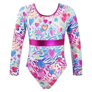 Girls Swimwear Long Sleeve Bathing Suit Floral Palm Trees Pattern Beachwear - Picture 1 of 74