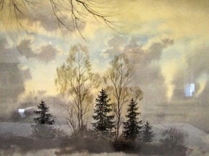 Original Pavel Paramonov Watercolor Painting of Trees & Sky, Signed & Framed - Picture 1 of 5